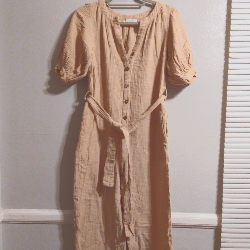 100% Cotton Beige Jumpsuit